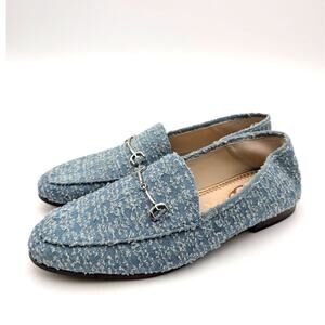 Sam Edelman Loraine Bit Loafer Slate Sky Faux Raffia Women's Size US7.5M EU38